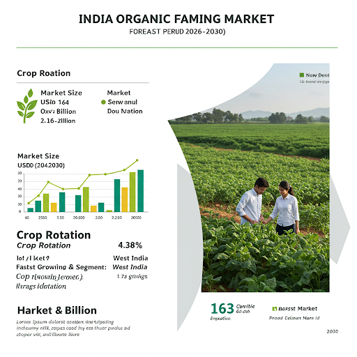 India Organic Farming Market is expected to reach USD 2.13 Billion by 2030 with a CAGR of 4.38% during the forecast period